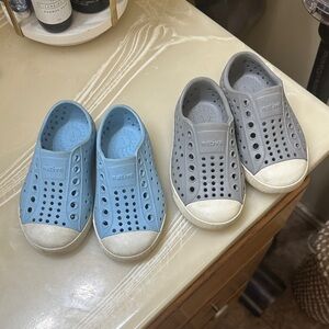 Native Kids Shoes - Sky Blue and Light Gray